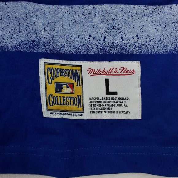 New York Mets Mitchell &‎ Ness MLB Large Shirt Distressed Logo Blue Orange NWT - Picture 5 of 9